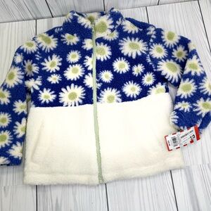 Cat & Jack Blue & White Flowered Fleece Zip-Up Jacket Girls